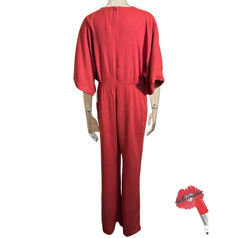 Alexia Admor Jumpsuit Women 12 Burnt Orange D3848 Flutter Sleeves NWT - Picture 2 of 16